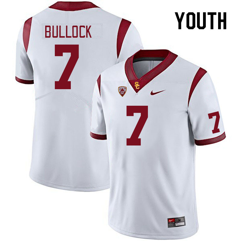 Youth #7 Calen Bullock USC Trojans College Football Jerseys Stitched Sale-White - Click Image to Close
